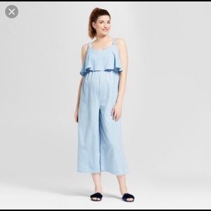 Chambray Maternity Romper